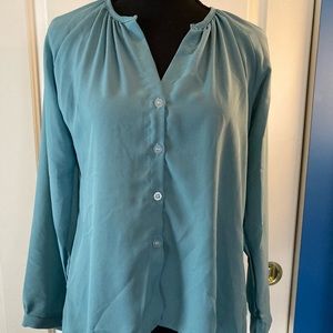 Gorgeous Hi Low Long Sleeve Teal Top, L